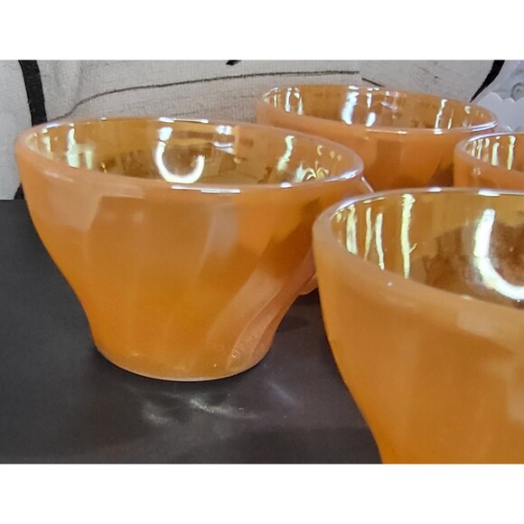 Vintage Fire King Peach Luster Swirl Demitasse Cups Set Of 4 - Picture 3 of 5